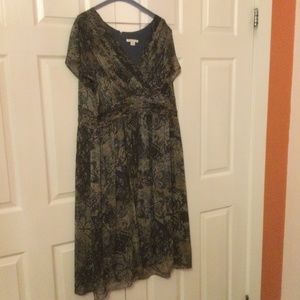 Coldwater Creek Green & Blue Patterned Dress